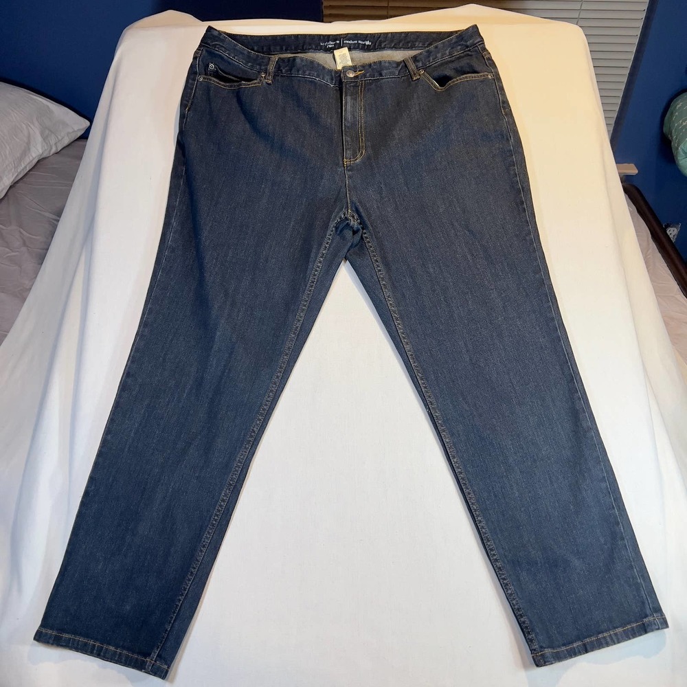 Liz Claiborne Jeans Woman's Size 20W Modern Straight Cut Black Med Wash
